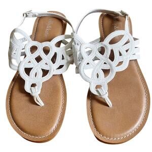 Kelly & Katie | Flat Thong Sandals Open Toe Ankle Strap Summer White Size 7